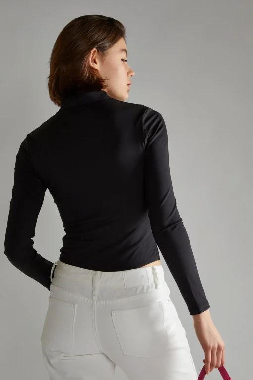 Glamorous Loungewear|Activewear|Black Long-Sleeve Zip-Up Bodysuit -