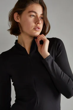 Glamorous Loungewear|Activewear|Black Long-Sleeve Zip-Up Bodysuit -