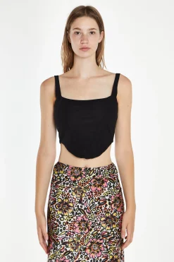 Glamorous Best Dressed Guest|Going Out Tops|Black Mesh Lace-Up Corset Top -