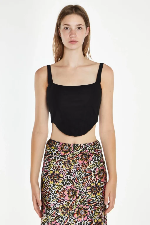 Glamorous Best Dressed Guest|Going Out Tops|Black Mesh Lace-Up Corset Top -