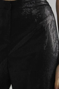 Glamorous Co-ords|Glamorous Studio|Black Metallic-Sequin Slim-Fit Trousers -