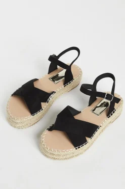 Glamorous Graduation|Jet Setter|Black Micro Espadrille Sandals -