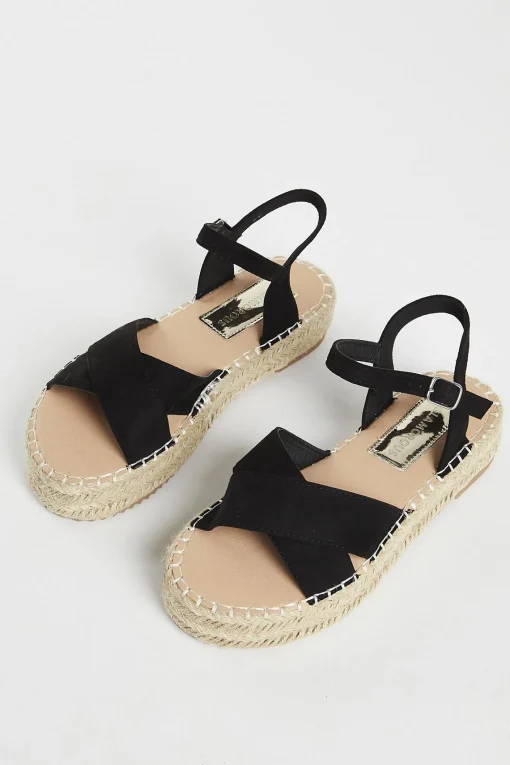 Glamorous Graduation|Jet Setter|Black Micro Espadrille Sandals -