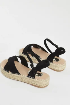 Glamorous Graduation|Jet Setter|Black Micro Espadrille Sandals -