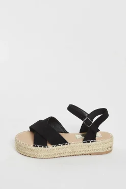 Glamorous Graduation|Jet Setter|Black Micro Espadrille Sandals -