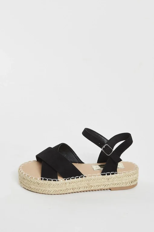 Glamorous Graduation|Jet Setter|Black Micro Espadrille Sandals -