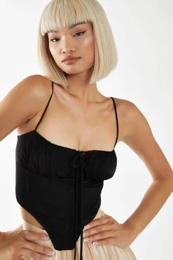 Glamorous Best Dressed Guest|Go To Partywear|Black Milkmaid Corset Top -
