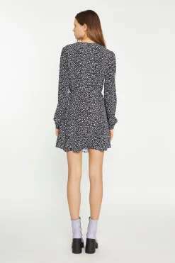 Glamorous Graduation|Day Dresses|Black Multi-Leopard Tie Waist Long-Sleeve Mini-Dress -