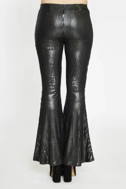 Glamorous Flares|Black Pewter-Sequin Flared Trousers -