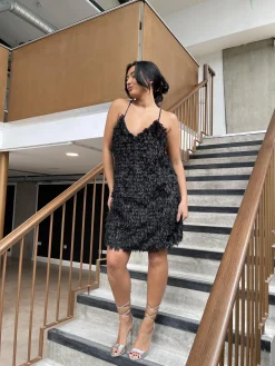 Glamorous Midi & Midaxi Dresses|Midi & Midaxi Dresses|Black Plunge Midi-Dress -