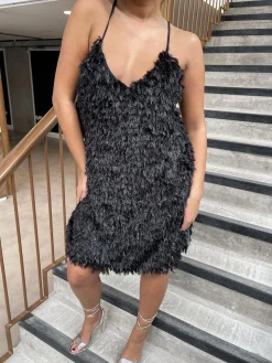 Glamorous Midi & Midaxi Dresses|Midi & Midaxi Dresses|Black Plunge Midi-Dress -