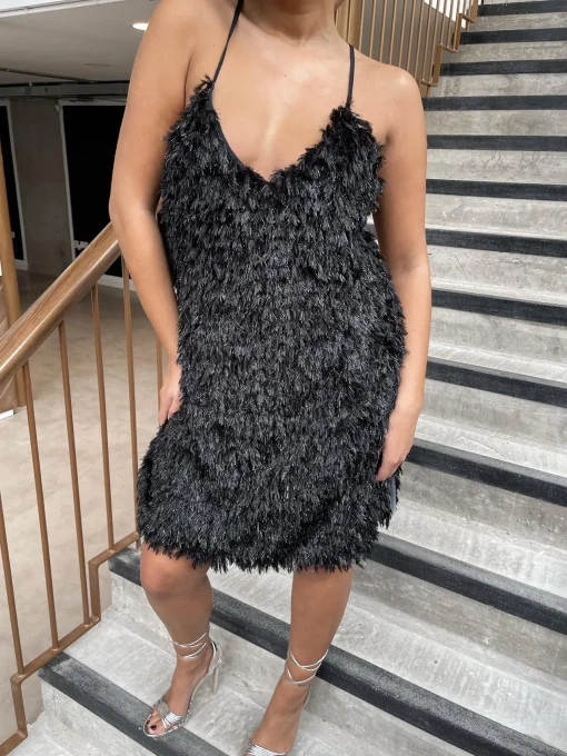 Glamorous Midi & Midaxi Dresses|Midi & Midaxi Dresses|Black Plunge Midi-Dress -
