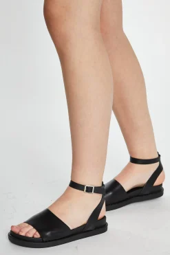 Glamorous Chic Escapes|Sandals|Black PU Buckle Strap Sandals -