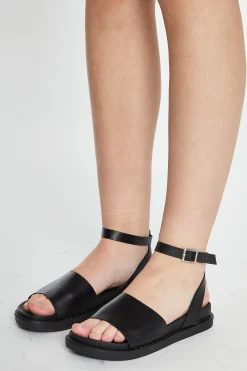 Glamorous Chic Escapes|Sandals|Black PU Buckle Strap Sandals -