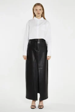 Glamorous Going Out Skirts|Midi & Midaxi Skirts|Black PU Centre-Split Midi-Skirt -