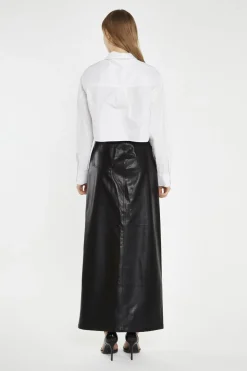 Glamorous Going Out Skirts|Midi & Midaxi Skirts|Black PU Centre-Split Midi-Skirt -