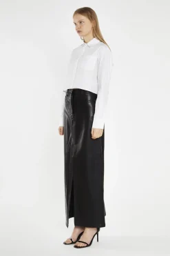 Glamorous Going Out Skirts|Midi & Midaxi Skirts|Black PU Centre-Split Midi-Skirt -