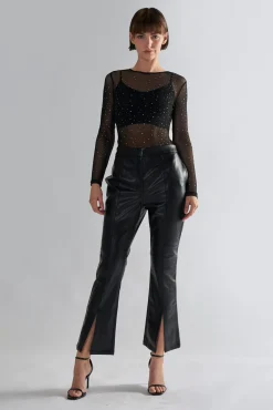 Glamorous Flares|Black PU Flared Trousers -