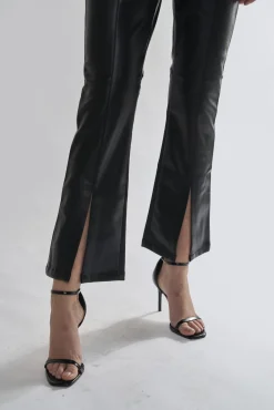 Glamorous Flares|Black PU Flared Trousers -