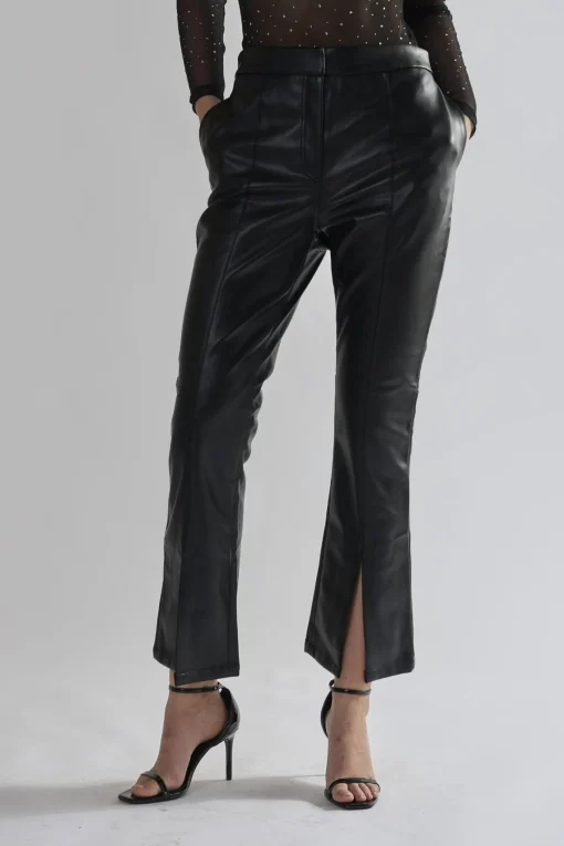 Glamorous Flares|Black PU Flared Trousers -