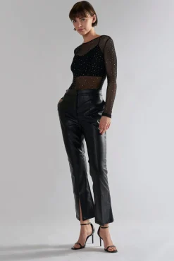 Glamorous Flares|Black PU Flared Trousers -