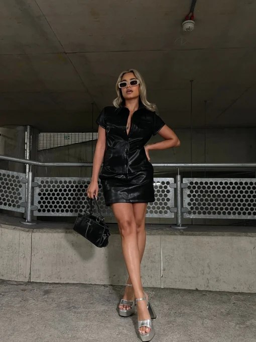 Glamorous Workwear|Glamorous Studio|Black Pu Mini-Skirt -