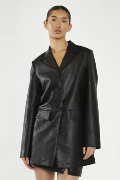 Glamorous Glamorous Studio|Co-ords|Black PU Oversized-Blazer -