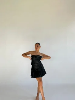 Glamorous Going Out Skirts|Go To Partywear|Black PU Pleated Buckle Mini-Skirt -