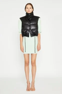 Glamorous Workwear|Puffer Jackets|Black Pu Puffer Gilet -