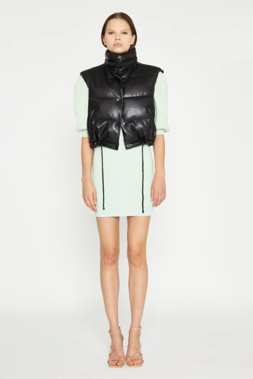 Glamorous Workwear|Puffer Jackets|Black Pu Puffer Gilet -