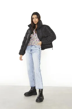 Glamorous Coats|Black Puffer Long Sleeve-Coat -