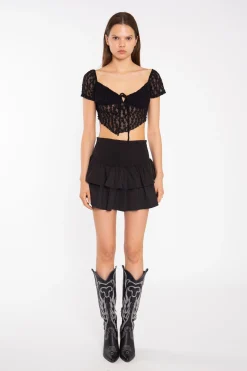 Glamorous Mini Skirts|Black RaRa Smocked-Waist Mini-Skirt -