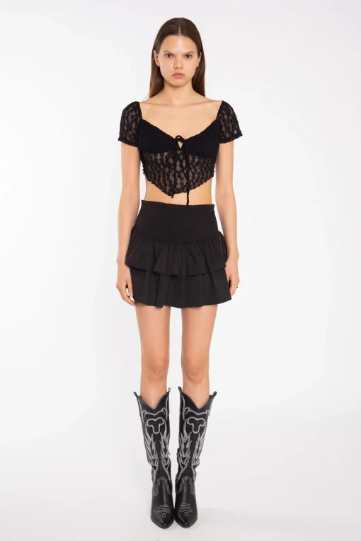 Glamorous Mini Skirts|Black RaRa Smocked-Waist Mini-Skirt -
