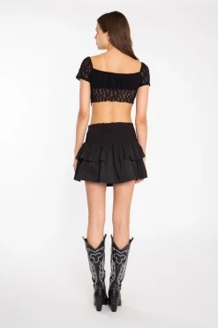 Glamorous Mini Skirts|Black RaRa Smocked-Waist Mini-Skirt -