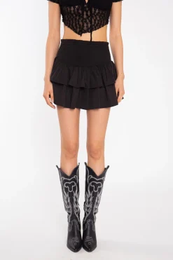 Glamorous Mini Skirts|Black RaRa Smocked-Waist Mini-Skirt -