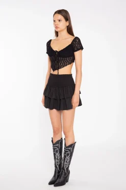 Glamorous Mini Skirts|Black RaRa Smocked-Waist Mini-Skirt -