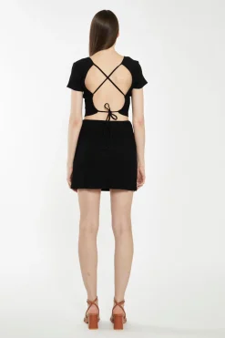Glamorous Going Out Skirts|Chic Escapes|Black Rib Side Split Miniskirt -