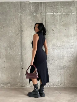 Glamorous Midi & Midaxi Dresses|Midi & Midaxi Dresses|Black Roll-Neck Midi-Dress -