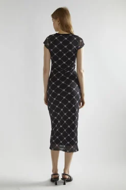 Glamorous Day Dresses|Midi & Midaxi Dresses|Black Rose Trellis Mesh V-Neck Midaxi-Dress -