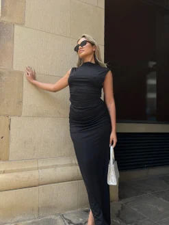 Glamorous Graduation|Glamorous Studio|Black Ruched Midaxi-Skirt -
