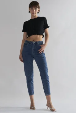 Glamorous Tops & T-shirts|Black Ruffle Crop Tops -