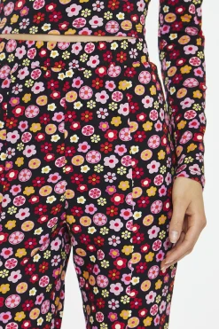 Glamorous Flares|Black 60S Flower Split-Front Flared Trousers -