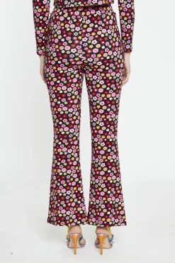 Glamorous Flares|Black 60S Flower Split-Front Flared Trousers -