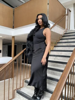Glamorous Satin Skirts|Maxi Skirts|Black Satin Maxi-Skirt -