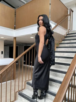 Glamorous Satin Skirts|Maxi Skirts|Black Satin Maxi-Skirt -