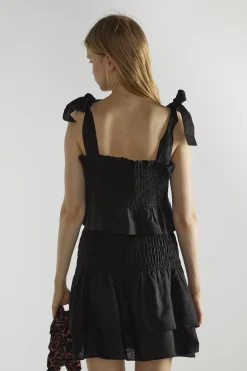 Glamorous Mini Skirts|Black Shirred Layered Mini-Skirt -