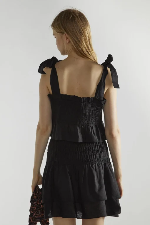 Glamorous Mini Skirts|Black Shirred Layered Mini-Skirt -
