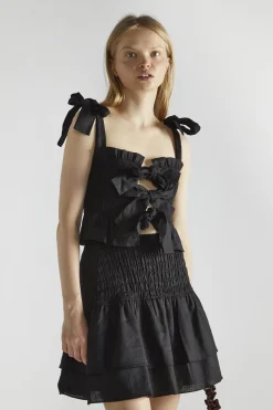 Glamorous Mini Skirts|Black Shirred Layered Mini-Skirt -