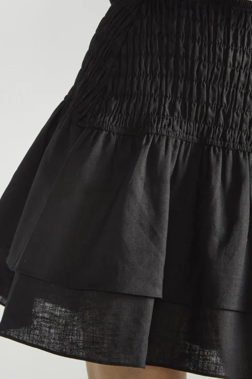 Glamorous Mini Skirts|Black Shirred Layered Mini-Skirt -