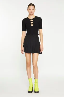 Glamorous Going Out Tops|Black Short Sleeve Cut Out Top -
